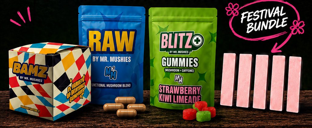 Cabin 33 customer favorites - BAMZ, RAW, Blitz Gummies and the Festival Bundle